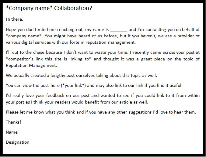Link Building Outreach Email Templates 1